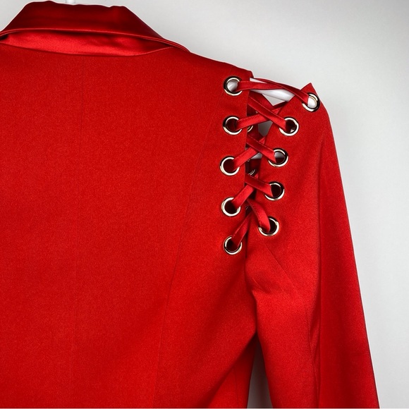 House of CB Blazer Women’s Red Size Small Grommet Lace Shoulder OR TRADE FOR XS - Picture 8 of 12